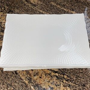 Pier 1 retired rectangular serving platter or plates. White with embossing